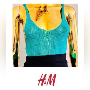 NWT H&M Teal Knit Top, Turquoise Tunic, Knit Camisole